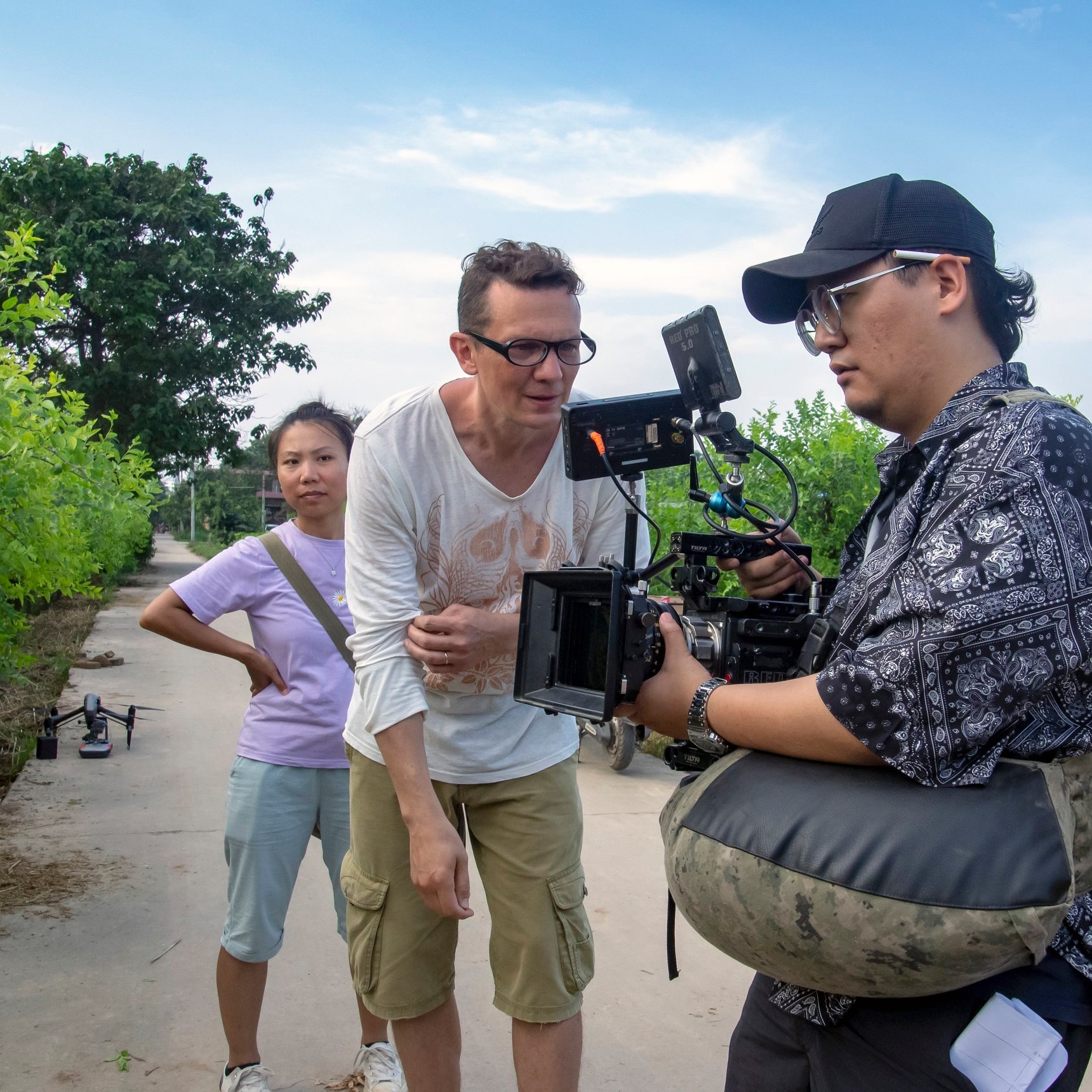 A photo of a video shoot in China.